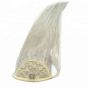 100% tóc con người Remy clip trong kiểu tóc đuôi ngựa hairpieces tro tóc vàng quấn quanh phần mở rộng đuôi ngựa - Product Image 2