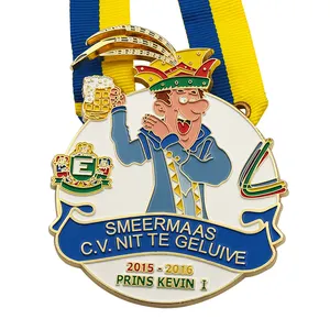 エナメルカーニバルメダル中国メーカー卸売カスタムアワードビッグメダル3Dゴールドメッキメダル