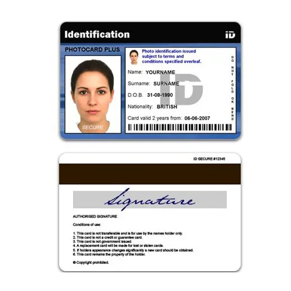 PVC Foto ID Karte Identifikation Porträt Karte