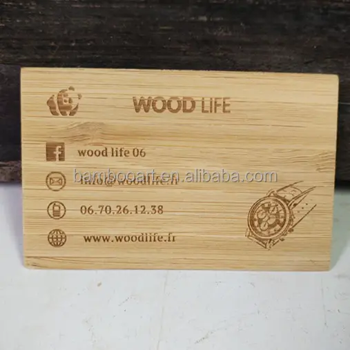 レーザー刻印のユニークな竹材名刺