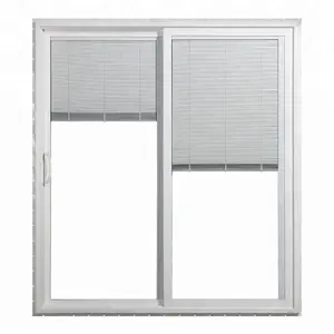 Horizontal blinds sliding glass exterior pvc doors for balcony