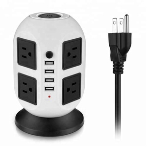 Venta directa del proveedor <span class=keywords><strong>8</strong></span> vías 4 puertos USB Regletas de alimentación Protector contra sobretensiones Enchufe eléctrico - Product Image 1