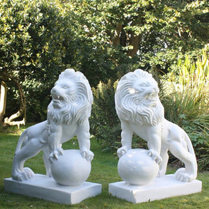 Scultura di Leone in Pietra a Grandezza Naturale per Giardino Esterno Statue di Animali in <span class=keywords><strong>Marmo</strong></span> - Product Image 2