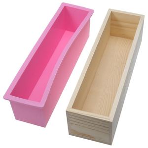 Moule à savon rectangulaire en <span class=keywords><strong>Silicone</strong></span> avec boîte en <span class=keywords><strong>bois</strong></span>, outil de bricolage pour la fabrication de gâteaux de savon - Product Image 2