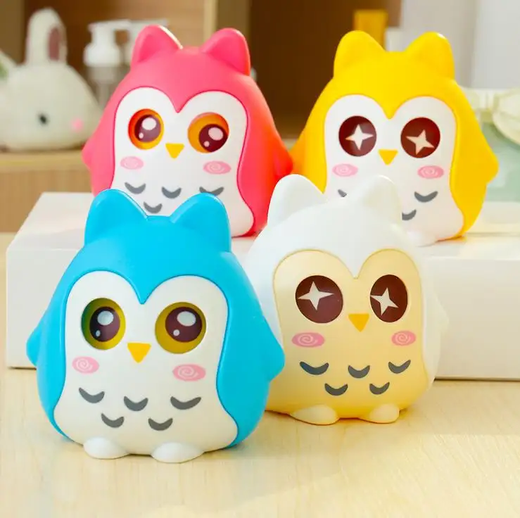 Cartoon Owl Candy Color Money Saving Box Plastic Kids Cute Piggy Coin Bank