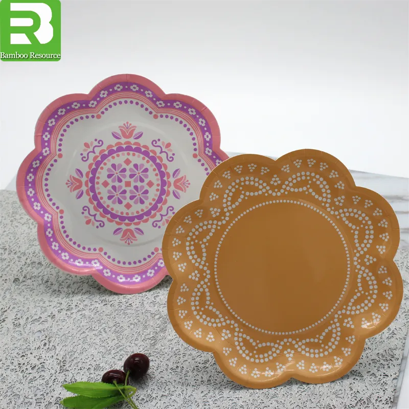 フラワーデザイン紙皿中国サプライヤー高品質