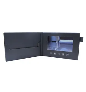 Tùy Chỉnh A5 7 Inch Màn Hình PU Da Lời Mời Quà Tặng Video Brochure Thẻ Với Pocket