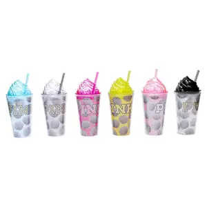 Новые товары YIJU 2021, бумажная вставка с двойными стенками, многоразовые питьевые чашки 16 унций, пластиковая чашка с соломинкой и крышками