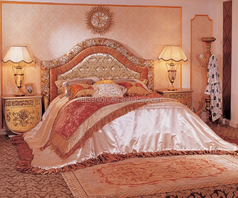 OE-FASHION luxurious queen size wood carving princess bed for home bedroom