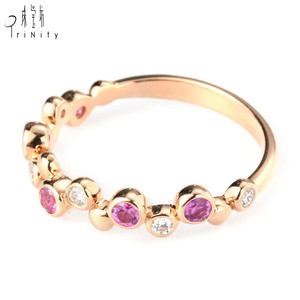 Venta al por mayor de lujo 18K sólido oro rosa anillo de bodas diseño único con diamante natural zafiro rosa para regalo de compromiso de las mujeres - Product Image 4