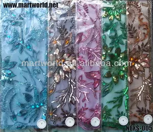 Tangan Kerja Beaded Berpayet Bunga Bordir Kain (NEXS-005)