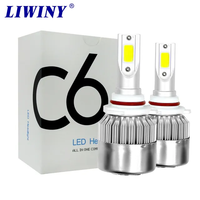 Liwiny de calidad superior del coche led faro c6 led h7 led luz de conducción coches 12v auto bombilla led h4 9005, 9006 luces led