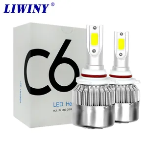 Liwiny en kaliteli araba led far c6 led h7 led sürüş ışığı yeni arabalar 12v otomatik led ampul h4 9005 9006 led ışıkları