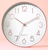 Moderne décoratif en plastique point culminant Silver Frame Creative Elegance acheter en ligne horloge murale ronde 12 pouces