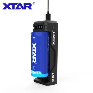 XTAR SC1 2amp 1 فتحة تكلفة-فعالة المصغّر USB شاحن سريع ل 3.6V/3.7V ليثيوم أيون 18650/20700/21700/26650