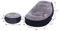 Sofá inflable Intex 68564 de PVC flocado para exteriores con otomana, mueble inflable ultra ligero de dos plazas para adultos, ideal para parques.