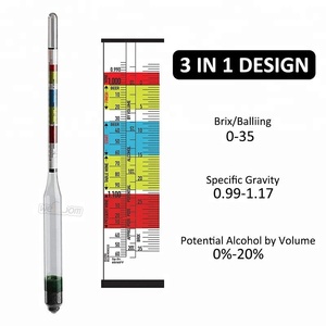 Hidrómetro de triple escala y jarra de prueba de plástico de 250ml para vino, cerveza, hidromiel y sidra-ABV Brix y kit de prueba de gravedad - Product Image 2