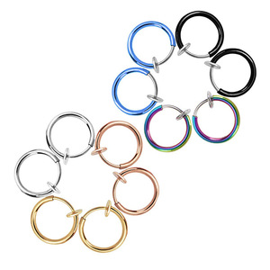 Pendientes de Clip Mini <span class=keywords><strong>Aro</strong></span> Invisibles de Acero Inoxidable, Estilo Punk Gótico, para Labio, Oreja, Nariz, Joyería Corporal - Product Image 2