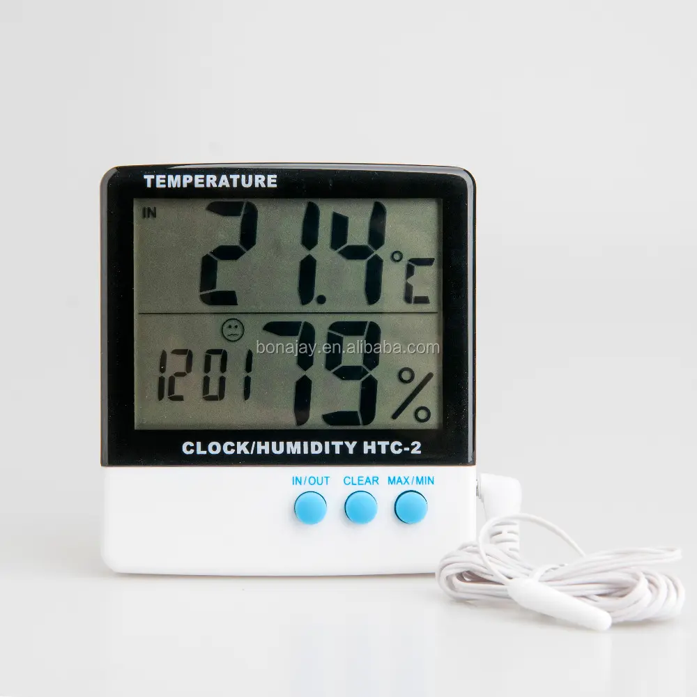 Lcd Elektronische Digitale Temperatuur Vochtigheid Meter Thermometer Hygrometer Indoor Buiten Weerstation Wekker