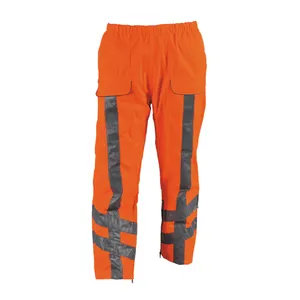 300D Oxford Hi-Vis Reflective Orange Rain Pant con revestimiento de PU EN471, ANSI