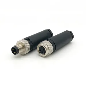 Conector macho y hembra, Circular, 3 pines, IP67, resistente al agua, m8