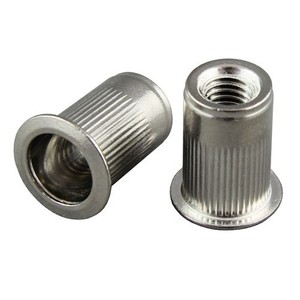 Remache de acero inoxidable y acero al carbono, <span class=keywords><strong>rosca</strong></span> interna m4 m6, cabeza plana, tuerca moleteada - Product Image 1