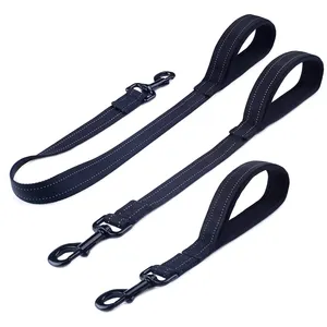 Dây Xích Chó Ngắn Có Tay Cầm Có Đệm, Dây Xích Đôi Bằng Vải Nylon Phản Quang Cho Huấn Luyện, Dây Dắt Chó Cho Chó Trung Bình Đến Lớn