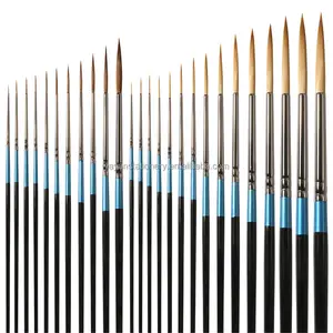 Wholesale Art Supplier 15PCS Detail Liner Round Tip Nylon Bristle Art Painting Brushes for Watercolor Oil Painting