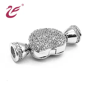 fashion classy toggle fancy luxury 925 sterling silver fashion deployment heart buckle hidden zircon pearl closure clasp buckle