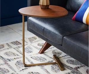 Home Decor Antique Brass Leg Walnut <strong>C</strong> <strong>Shaped</strong> Coffee <strong>Table</strong> - Product Image 3