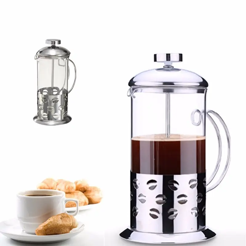 350/600/800ml फ्रेंच प्रेस कॉफी चाय के बर्तन ग्लास और स्टेनलेस स्टील कॉफी सुराही Percolators कॉफी निर्माता सवार Drinkware चायदानी