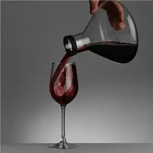 Decantador de vino tinto de vidrio sin plomo de borosilicato ecológico que airea el vino dencater con tapa de corcho