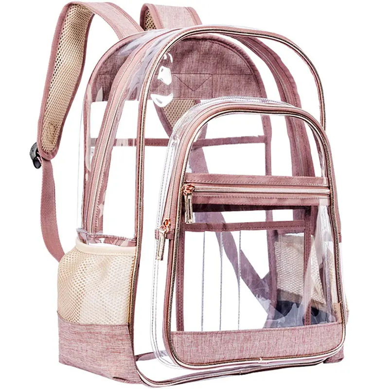 Waterproof pvc clear transparent plastic school backpack bags for girl