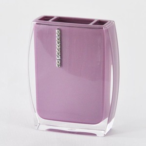 Ensemble d'accessoires de salle de bain chic avec bordure en diamant violet - Product Image 3