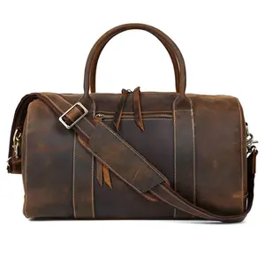 Sac de voyage en cuir pour hommes, Vintage en cuir de vache, sacoche à volants marron, Oem