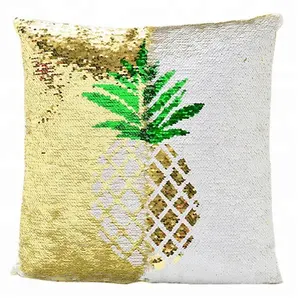 Cartoon Reversible Sequin Glitter Pineapple Pillow Cushion Cover Home Decoration Chair Seat Sequin Fruit Pineapple Pillow