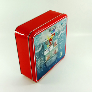 Caja cuadrada de pastel de lata de regalo de Navidad, caja de lata en relieve personalizada, lata de galleta de Metal personalizada OEM, contenedor de lata de Metal grande de forma cuadrada - Product Image 2