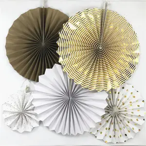 Flower Pink Party Favors Tissue Decoration Rainbow Party Round Paper Fan
