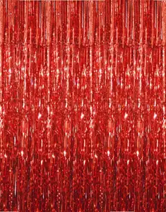 1 × 2m Tinsel String Foil Fringe Curtain Shiny Gold Shimmer Party Wedding Birthday Door Decoration Metallic Foil Curtain