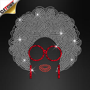 Transfert <span class=keywords><strong>thermocollant</strong></span> pour coiffeuse, motif en <span class=keywords><strong>strass</strong></span>, fille noire aux <span class=keywords><strong>cheveux</strong></span> afro, noir cristal - Product Image 3