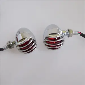 12V Retro Universal Chrome Motorcycle LED Blinker Turn Signal Indicators Amber Light Bike Scooter Turn Lamp Flasher