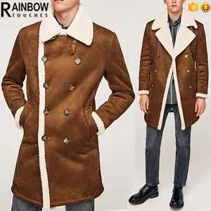 Großhandel Mode Männer Wildleder Long Winter Trench Fur Coats