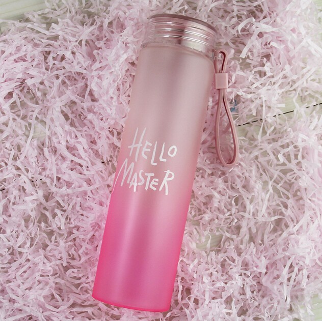 Wholesale wide mouth glass water bottle  glass bottle frosted glass beverage bottle