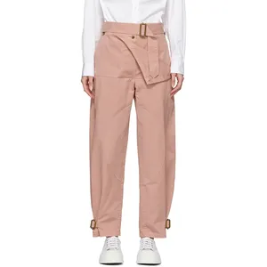 Arvant Авангард высокой моды с кнопками и на молнии, со шнуровкой, с поясом аксессуар розового цвета прочные тренировочные брюки-карго для женщин