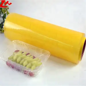 Gieten Transparante Plastic Verpakking Food Grade Wrap Stretch Film Vasthouden Plastic Rolfolie Pvc Huishoudfolie Wrap