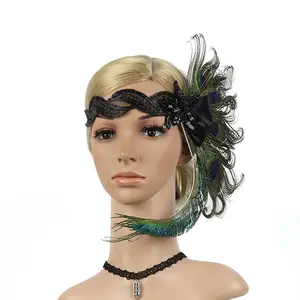 Lông Mũ Sắt Pha Lê Rhinestone Peacock Feather Món Ăn Tóc Clip Vũ Wedding Headband, Quà Tặng Giáng Sinh
