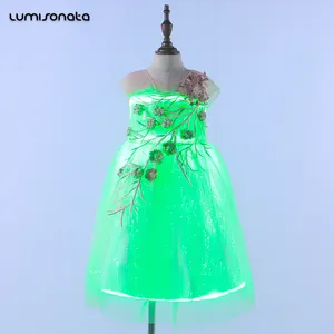 Latest New Design Wholesale Hot Cute LED Light Up Princess Costume Dress For Girls With Lace Decoration For Stage Show