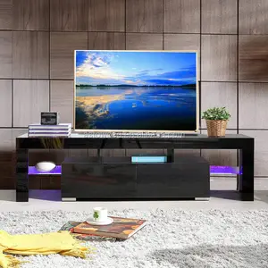 Moderno LED Mobile TV Media Console Mobile con 2 Cassetti per Soggiorno Bagagli di Alta Gloss