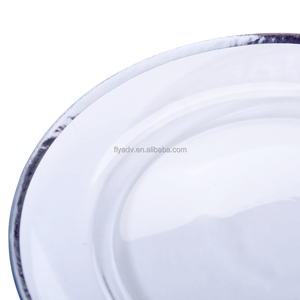 Piatto Decorativo in <span class=keywords><strong>Vetro</strong></span> con Bordo Argento, Piatti Trasparenti con Bordo Argentato, Piatto Rotondo per Tavola da Pranzo - Product Image 2