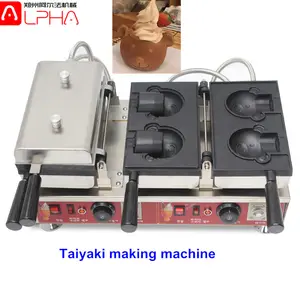 Fabrika kaynağı taiyaki makinesi dolum için dondurma/balık şekilli waffle koni makinesi/Elektrik taiyaki makinesi